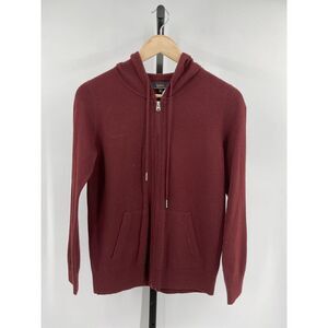 Quince Women's Mongolian Cashmere Full-Zip Hoodie Rich Burgundy Red XS